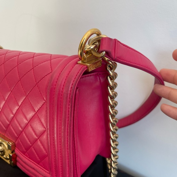 CHANEL Lambskin Quilted Medium Boy Flap Fuchsia - Picture 6 of 16